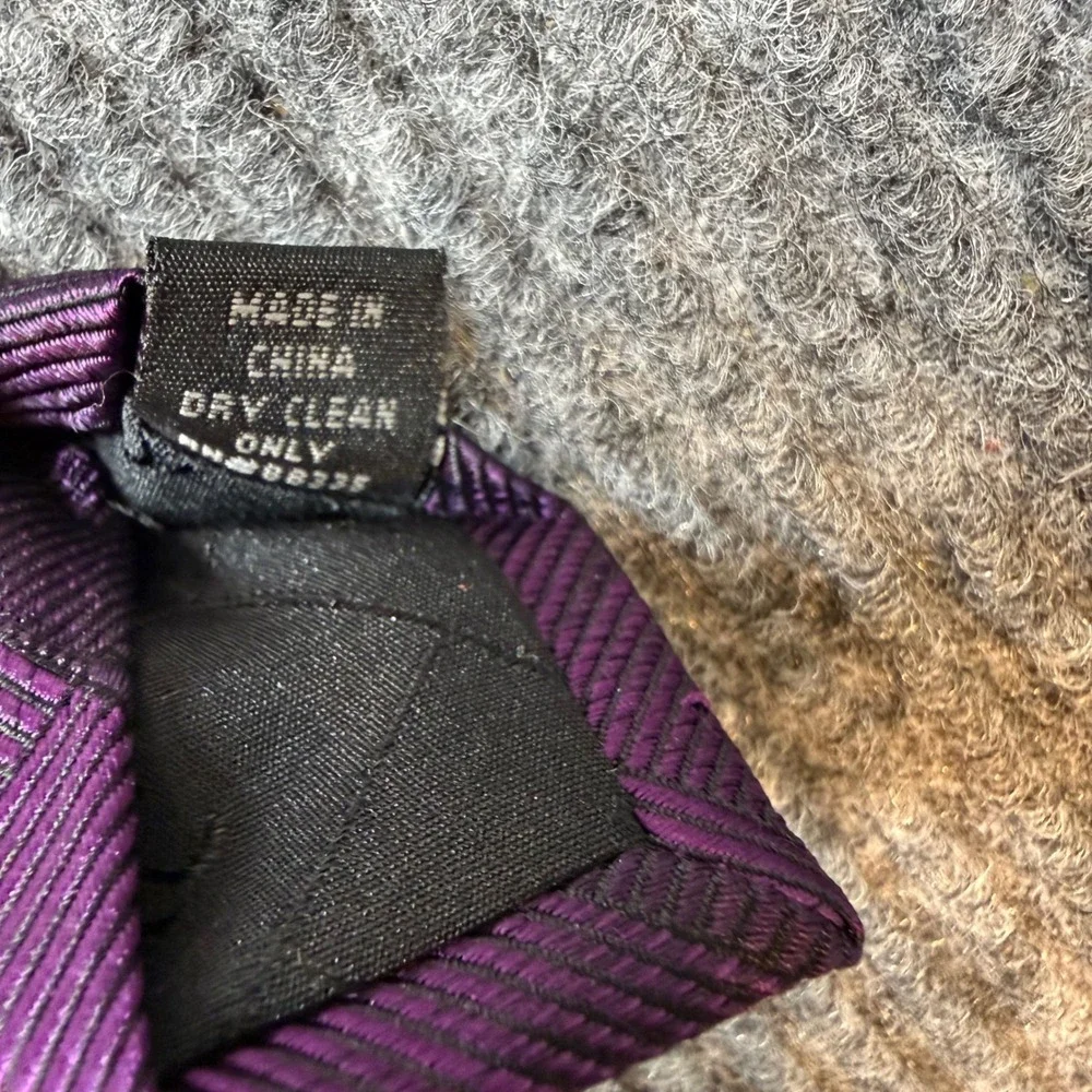 Kenneth‎ Cole New York Purple Silk Tie Woven Checkered Designer Necktie X-Long